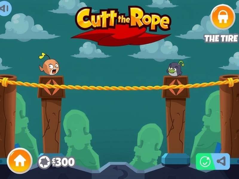 Omnom the green creature from Cut the Rope holding a candy