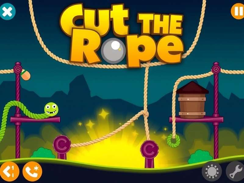 Om Nom happily eating candy in Cut the Rope game