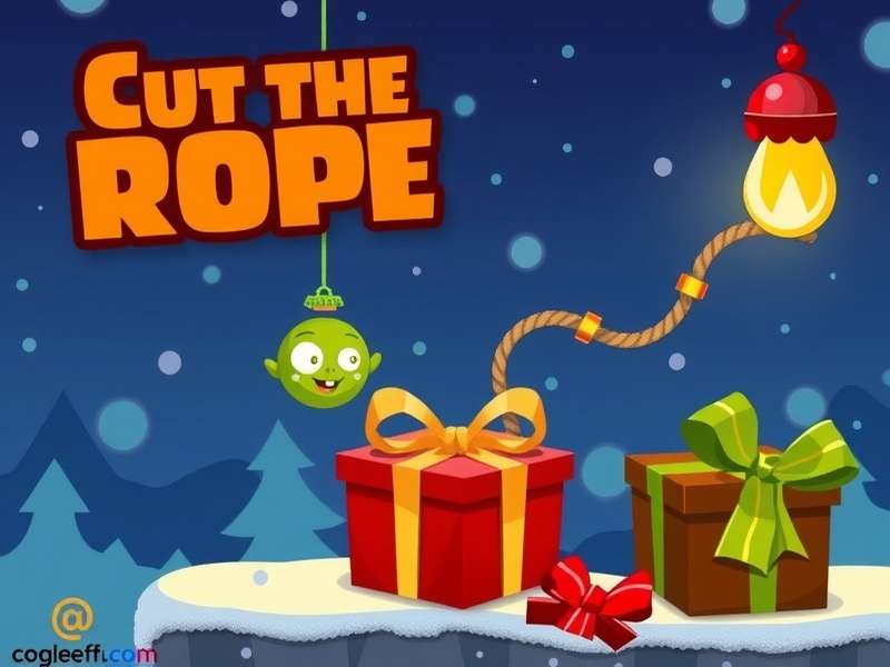 Om Nom, the cute green monster from Cut the Rope, eagerly awaiting a candy