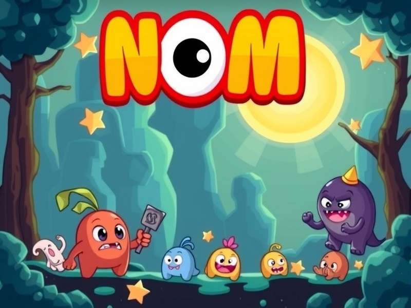 Om Nom happily eating a piece of candy in Cut the Rope