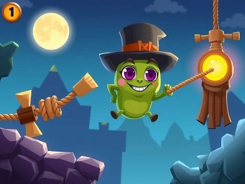 Om Nom the green monster holding candy