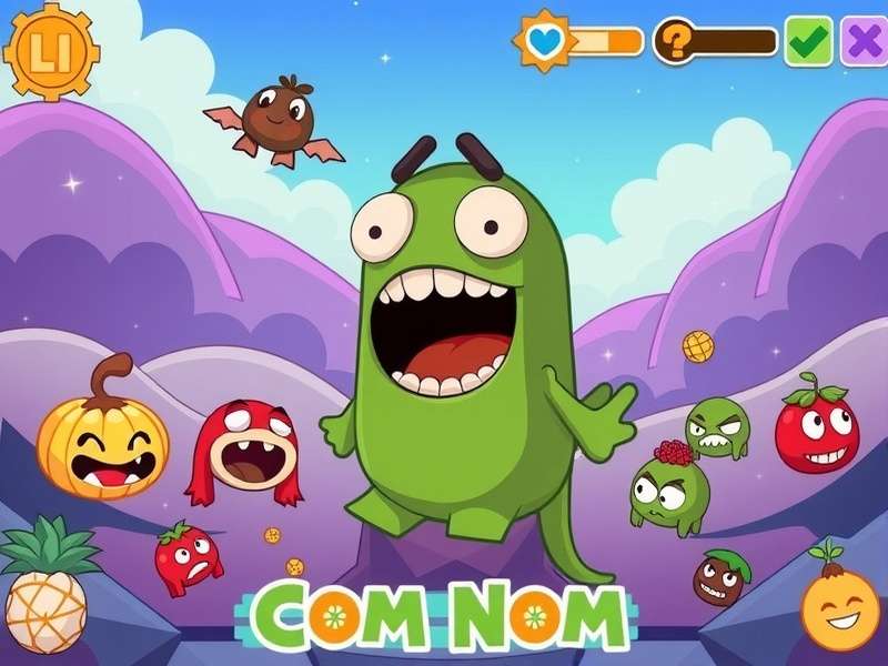 Om Nom eagerly waiting for candy in Cut the Rope game
