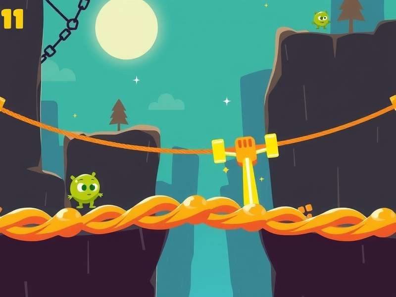 Diagram showing optimal rope cutting sequence in a complex level