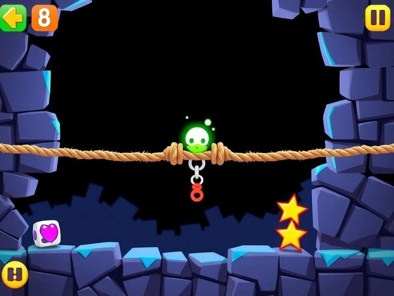 Cut the Rope Magic Box gameplay screenshot showing Om Nom and magical elements