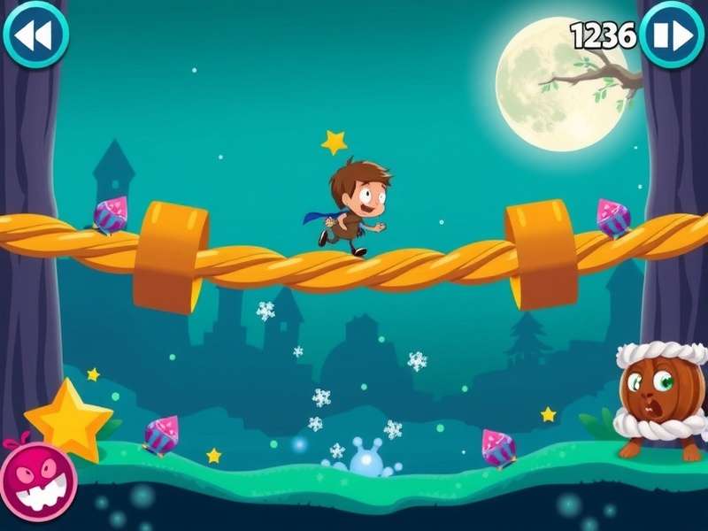 Cut the Rope 2 Online gameplay screenshot showing Om Nom and his friends