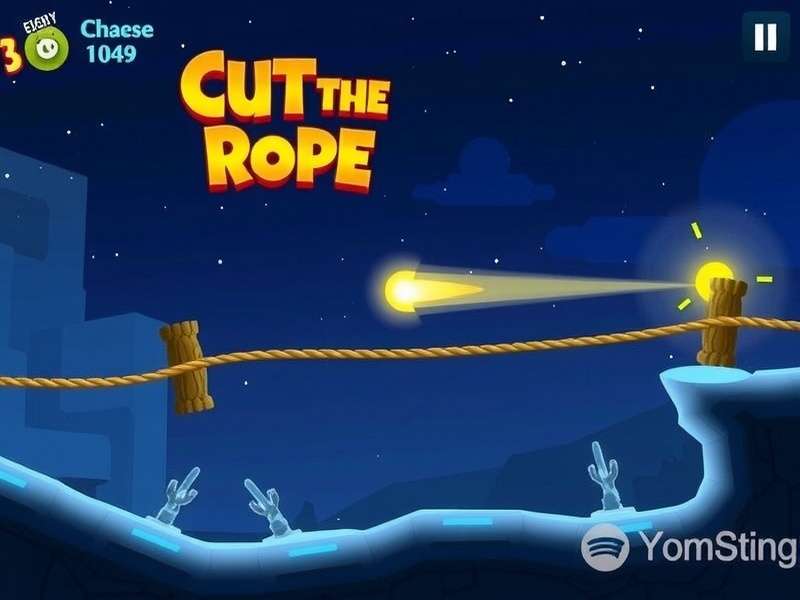 Gameplay screenshot of Cut the Rope Remastered Level 3-17 showing Om Nom, ropes, and candy