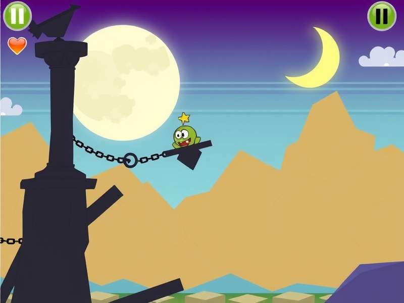 Om Nom Cut The Rope 2 gameplay screenshot showing multiple characters and complex rope puzzles