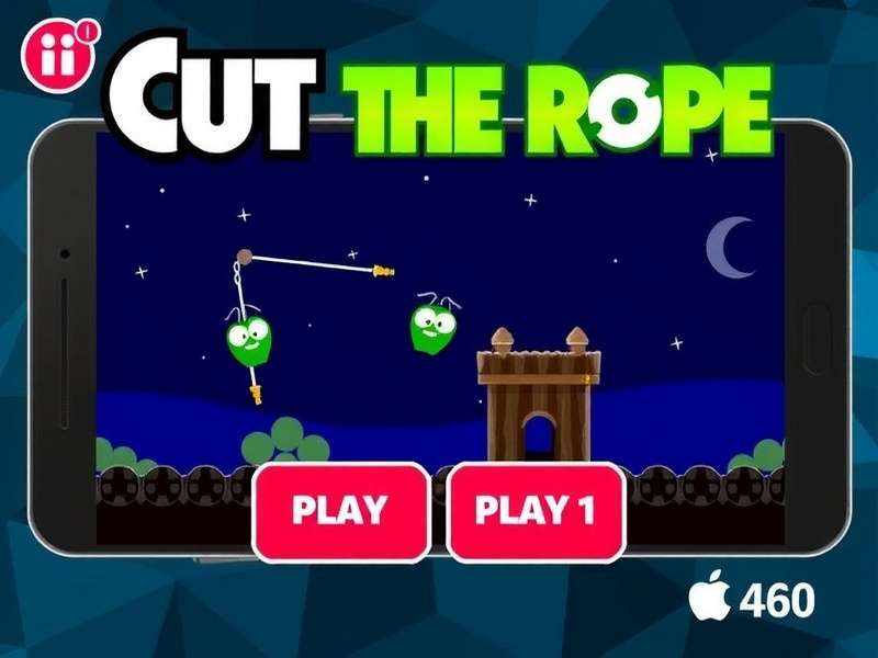 Cut the Rope Remastered gameplay on Android showing Om Nom catching candy