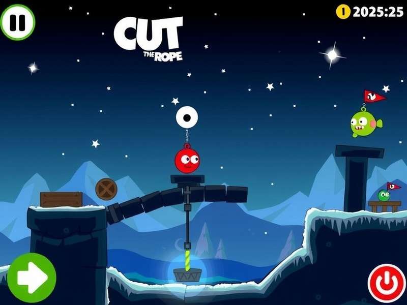 Cut The Rope 2014 remastered game cover showing Omnom surrounded by candy and stars