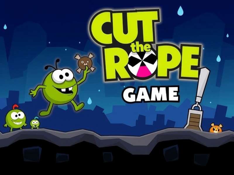 Cut The Rope Game main gameplay screenshot showing Om Nom with candy