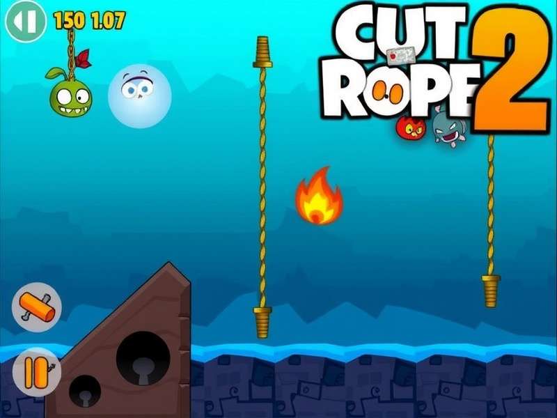 Colorful puzzle pieces and candy representing Cut The Rope 2 gameplay