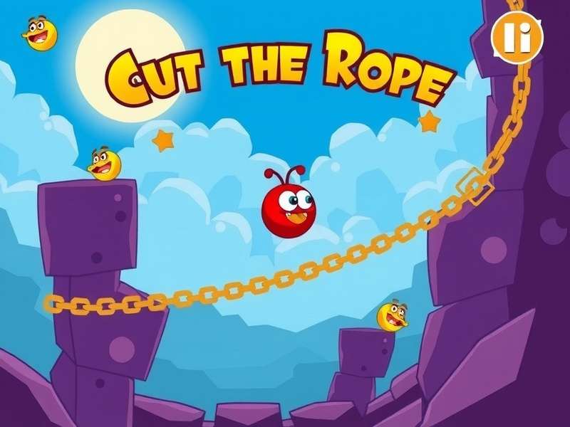 Comparison between a Cut The Rope game level and its corresponding cartoon scene