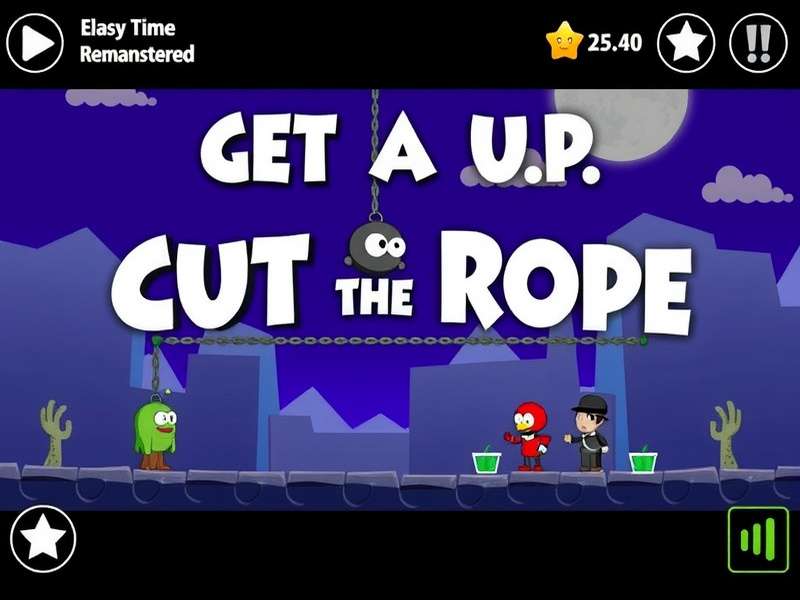 Om Nom enjoying candy in Cut The Rope Remastered PC version