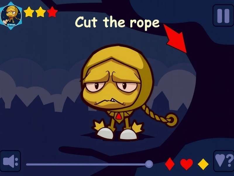 Om Nom looking sad after missing candy in Cut the Rope
