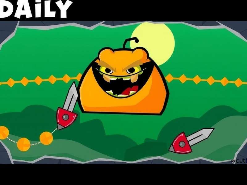 Screenshot of a complex Cut The Rope Daily Challenge level with multiple ropes, bubbles, and stars