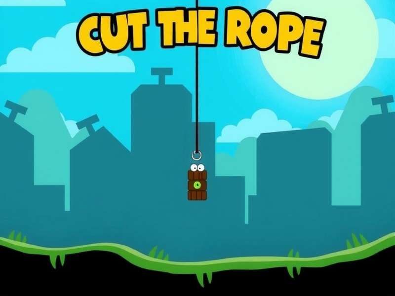 Cut The Rope gameplay on Windows 7 PC showing Om Nom catching candy