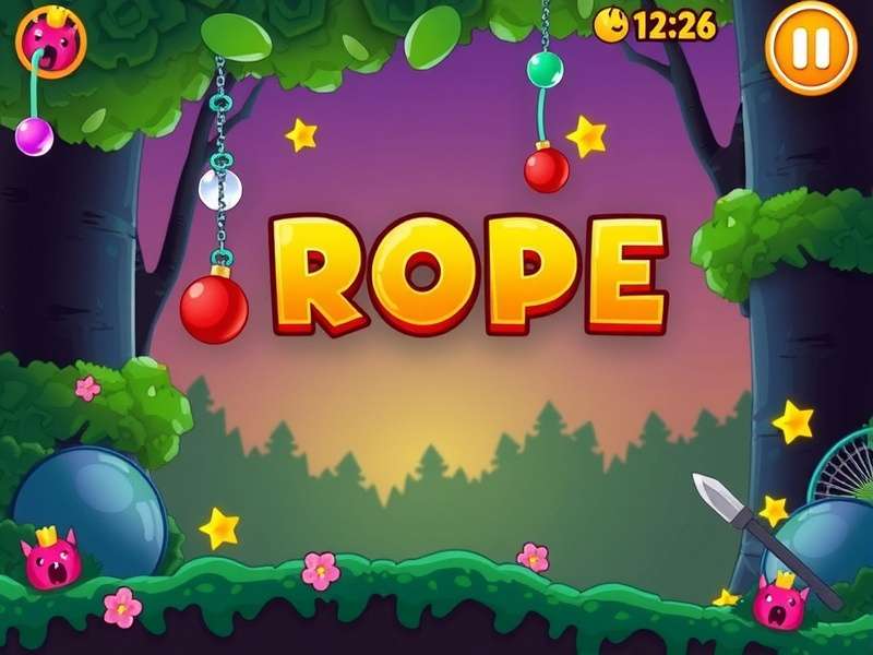 Cut The Rope Magic Magic Forest gameplay screenshot showing Om Nom in enchanted forest