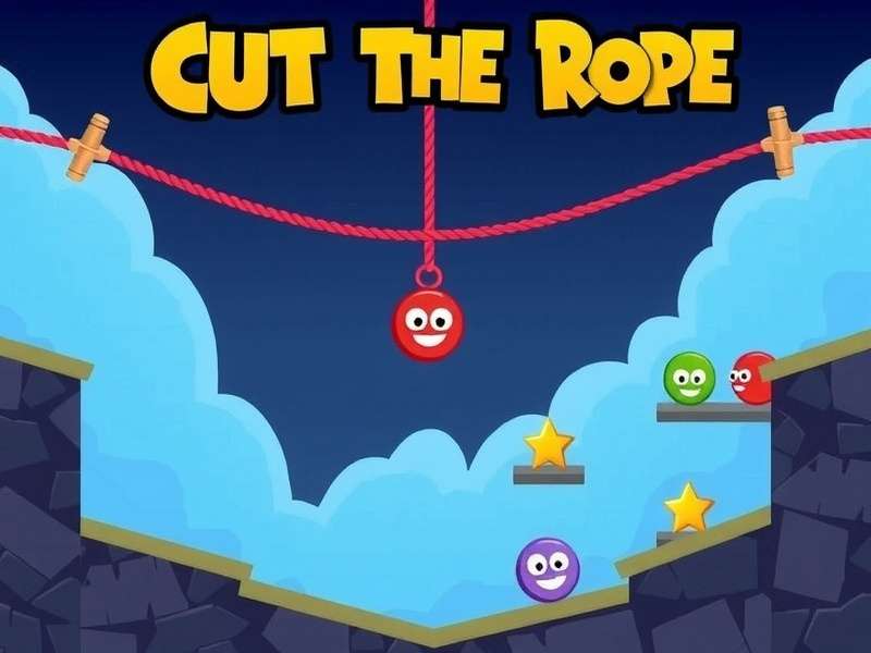 Om Nom the green creature eagerly awaiting candy in Cut The Rope puzzle