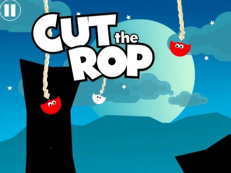 Cut The Rope gameplay on Windows PC showing Om Nom and candy