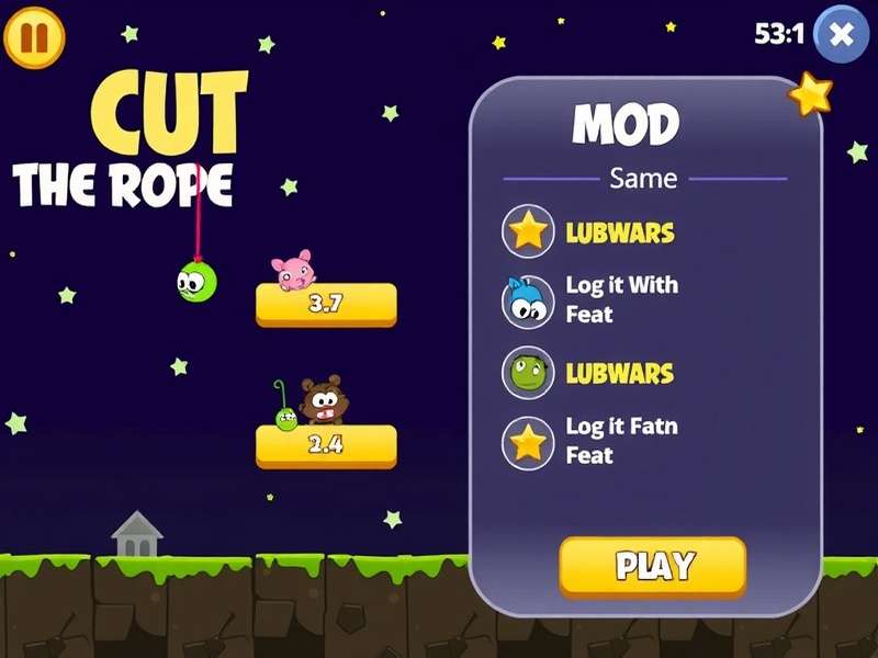 Cut the Rope Magic Mod Menu interface showing enhanced gameplay features