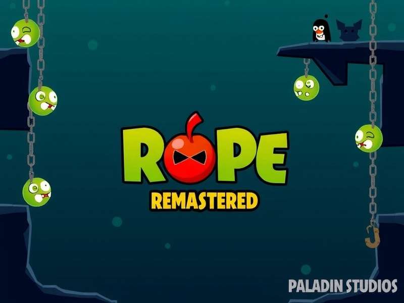 Om Nom looking eagerly at a dangling candy in Cut The Rope Remastered