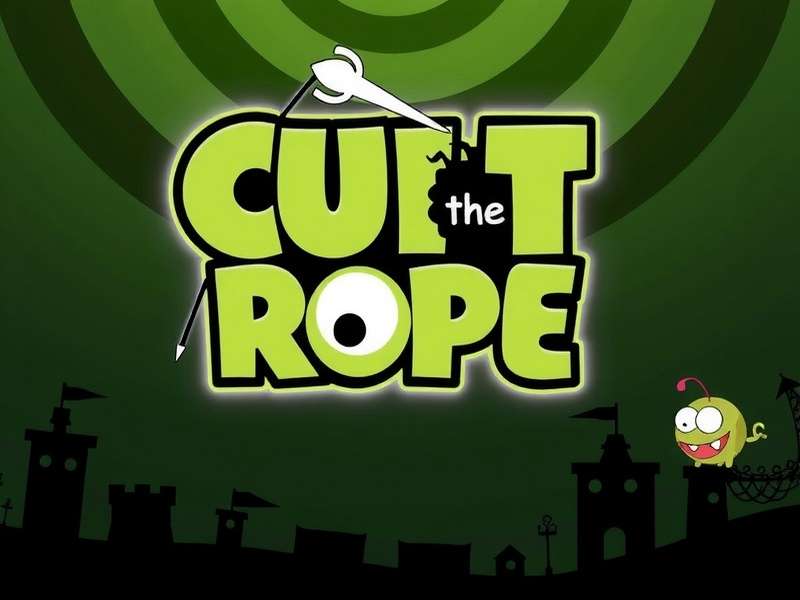 Cut The Rope Game main screen with Om Nom reaching for candy