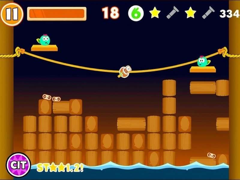 Cut The Rope Magic 1-18 – Om Nom in a magical candy-filled world with sparkling stars and glowing ropes