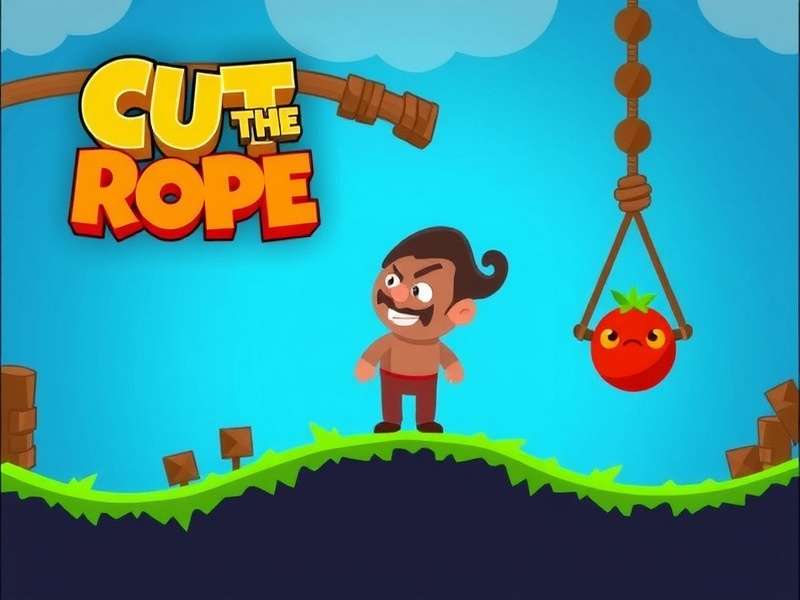 Cut The Rope Unblocked — Om Nom enjoying candy in a vibrant puzzle landscape
