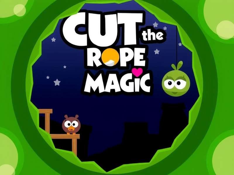 Cut The Rope Magic release date celebration artwork featuring Om Nom with magical stars and sparkles
