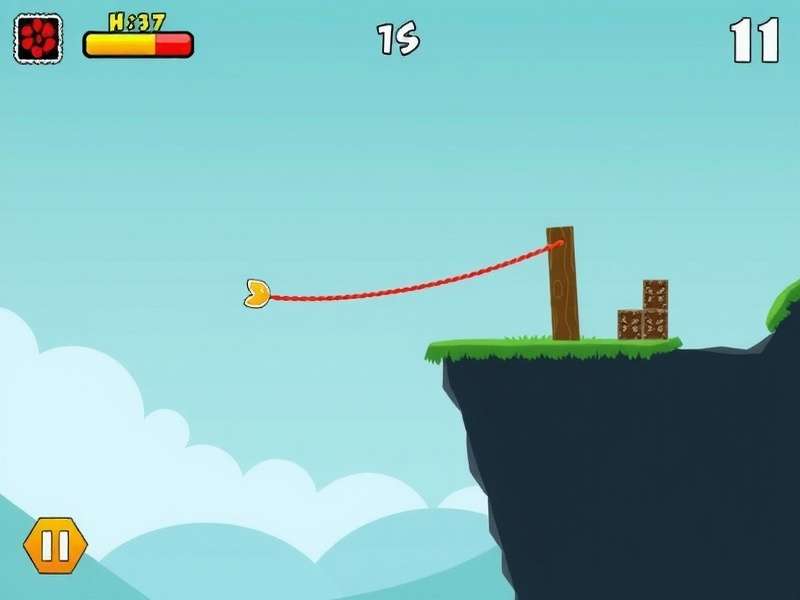 Cut the Rope game hero featuring Om Nom and candy with rope physics