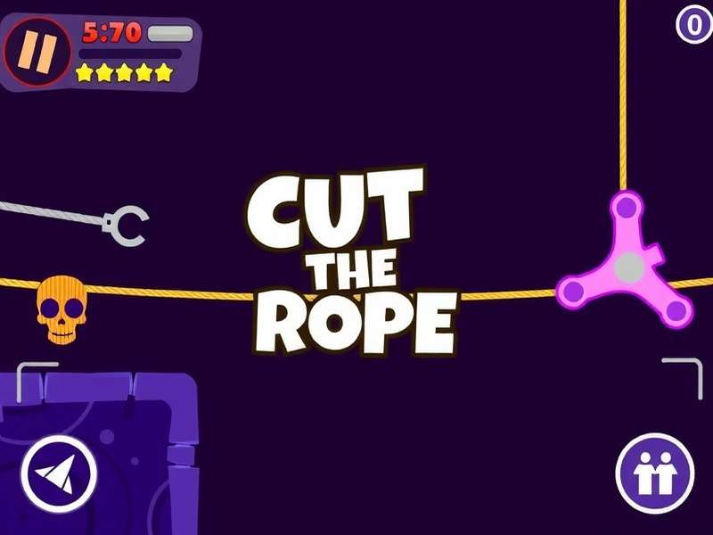 Cut The Rope Editor interface showing ropes, candy, and Om Nom in a custom level layout