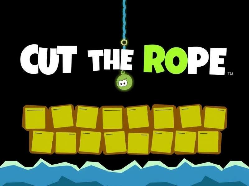 Cut The Rope gameplay scene with Om Nom reaching for candy