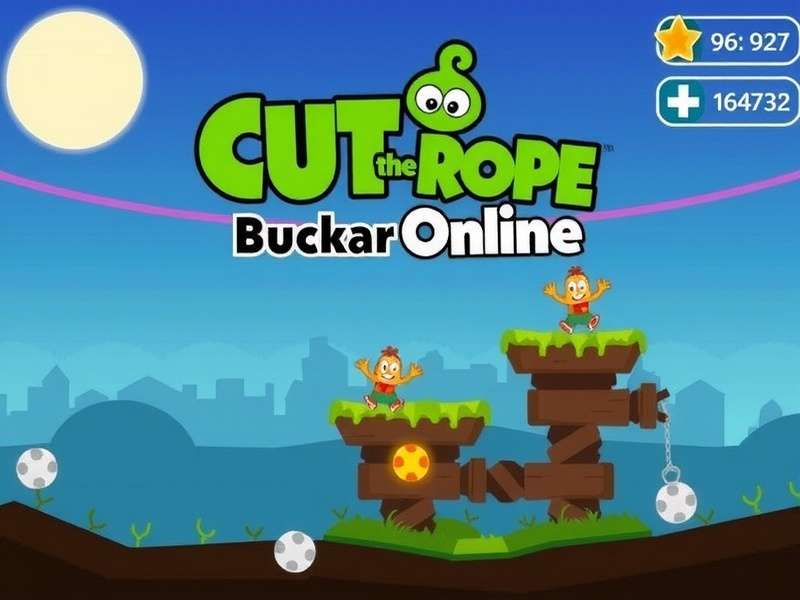 Om Nom the green monster reaching for a candy in Cut The Rope Online