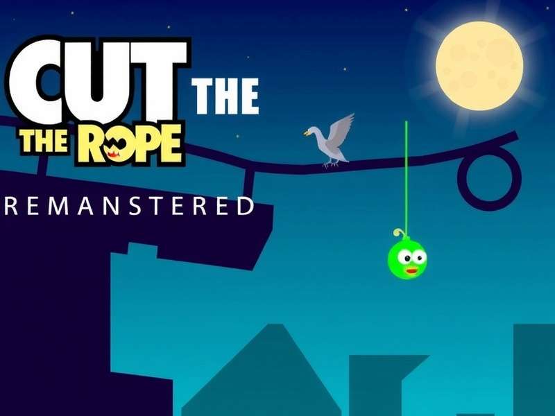 Cut The Rope Remastered – Om Nom reaching for candy in a beautifully remastered level
