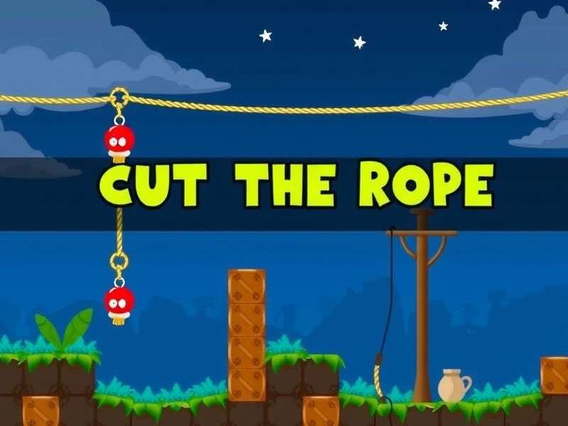 Cut The Rope Unblocked gameplay with Om Nom, ropes, and candy