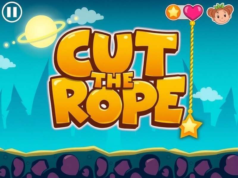 Om Nom reaching for candy in Cut The Rope 1 gameplay